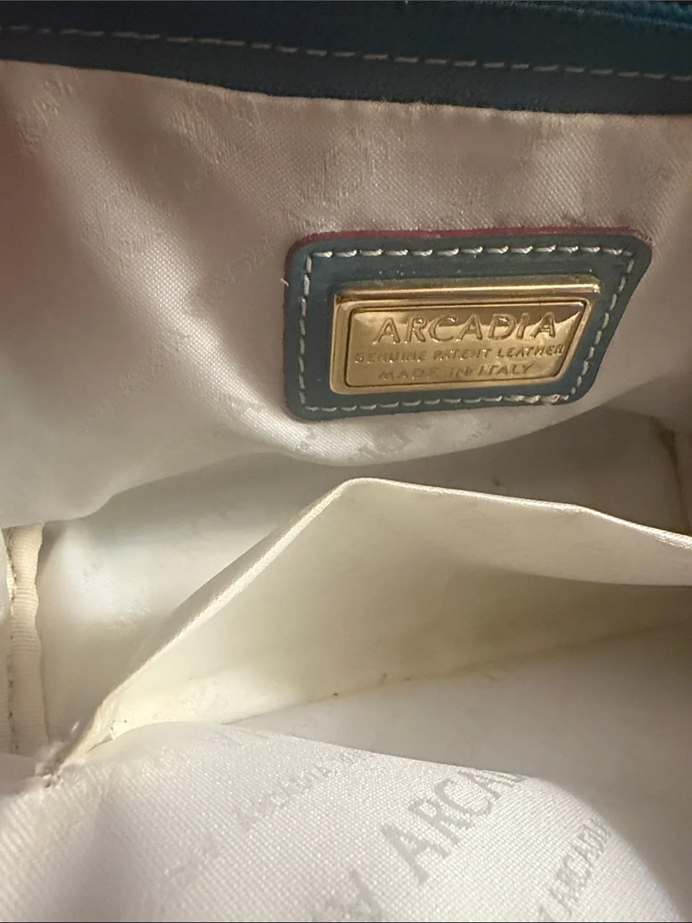 Arcadia Teal Interior Cosmetic Pouch with Gold Plaque